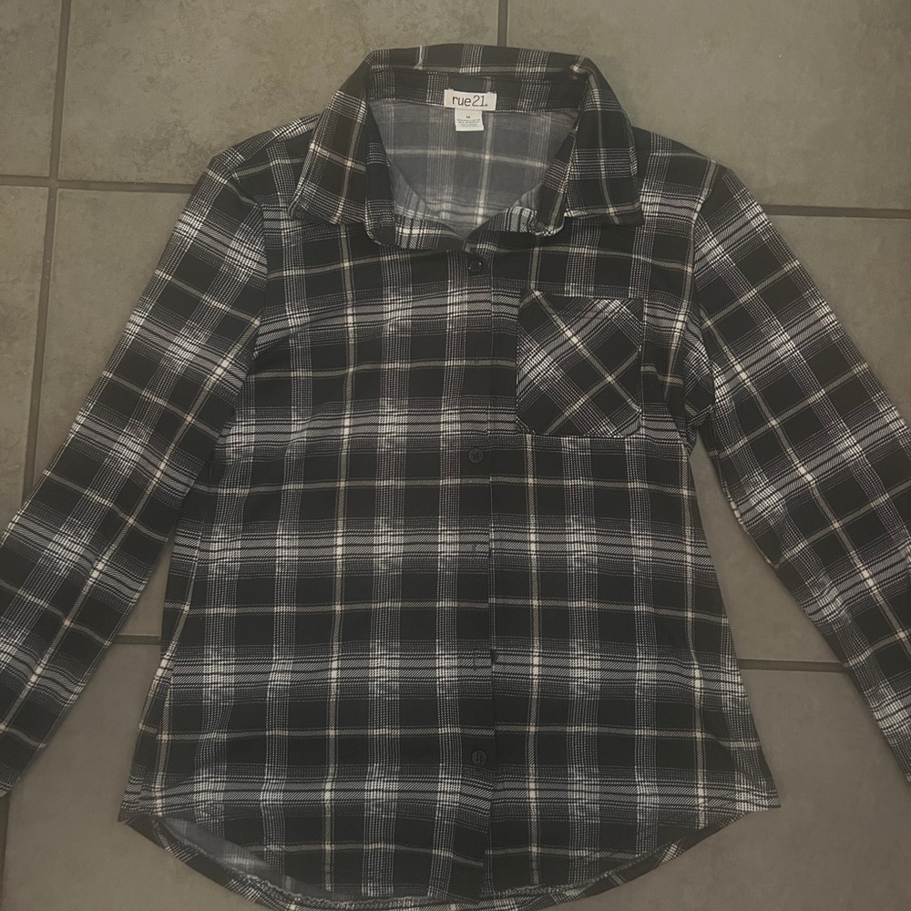Rue21 Black and White Plaid Kids Button Down Shirt